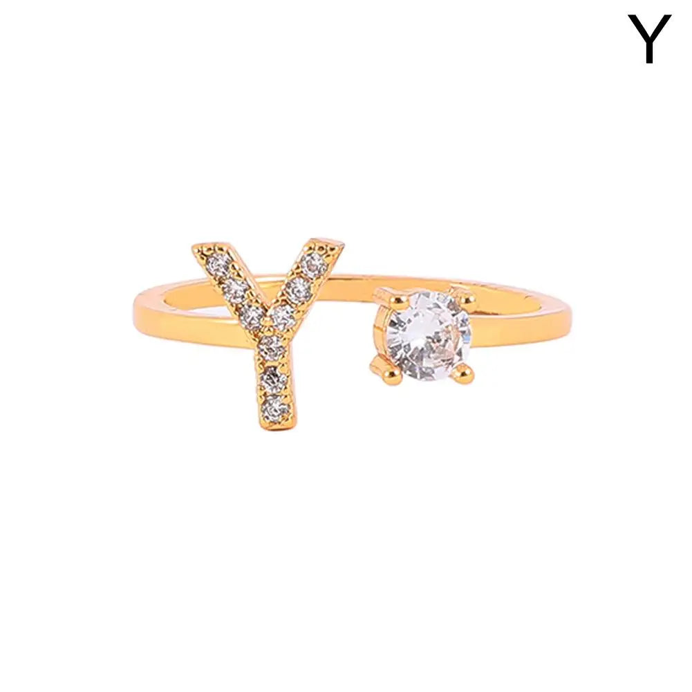 GOLD - ADJUSTABLE RING "Initial Touch" + ROSE CASE