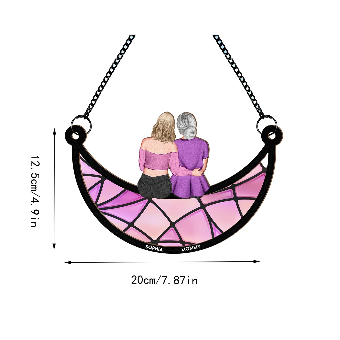Friends Sitting On The Moon - Personalized Window Hanging Suncatcher Ornament