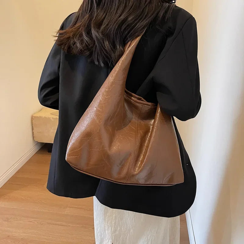 Distressed leather tote