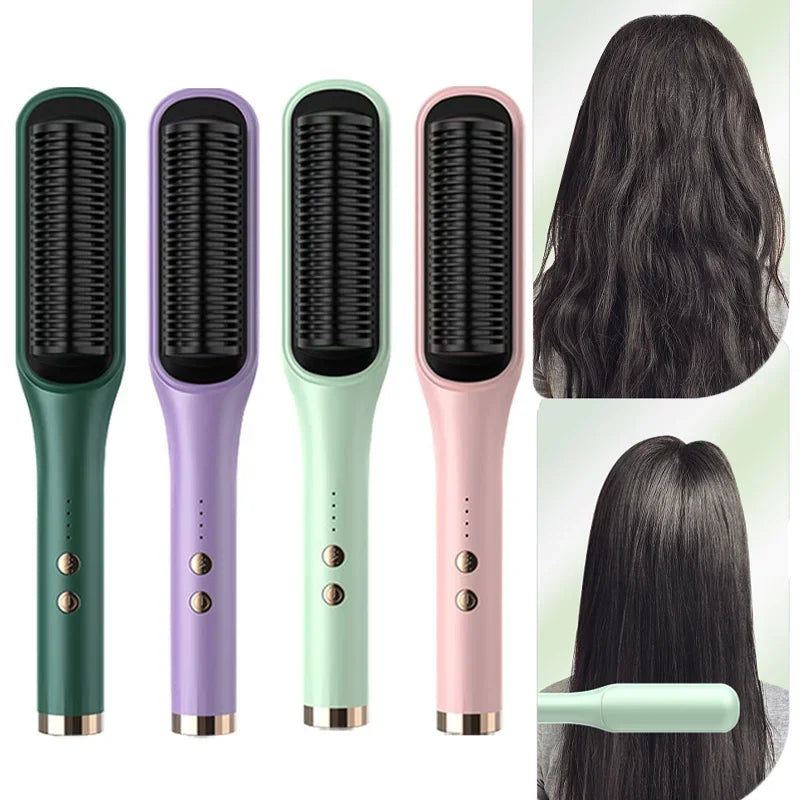 Pro Steam Straightener Brush-Ultimate Hair Hydration and 3X Faster Straightening