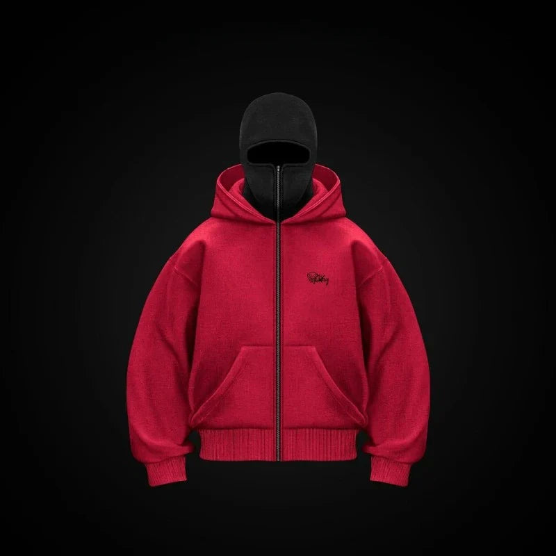 Trends Double layer hooded sweatshirt Mask Hoodie