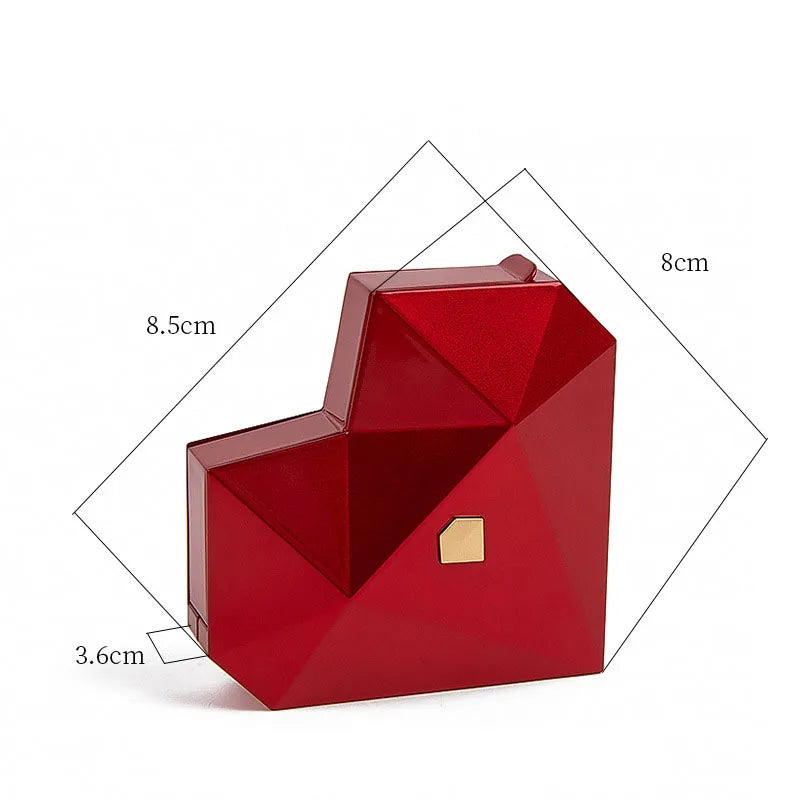 Heart Ring Box with Heart Promise Ring Open Adjustable Ring Multicolor Gift For Lover For Her