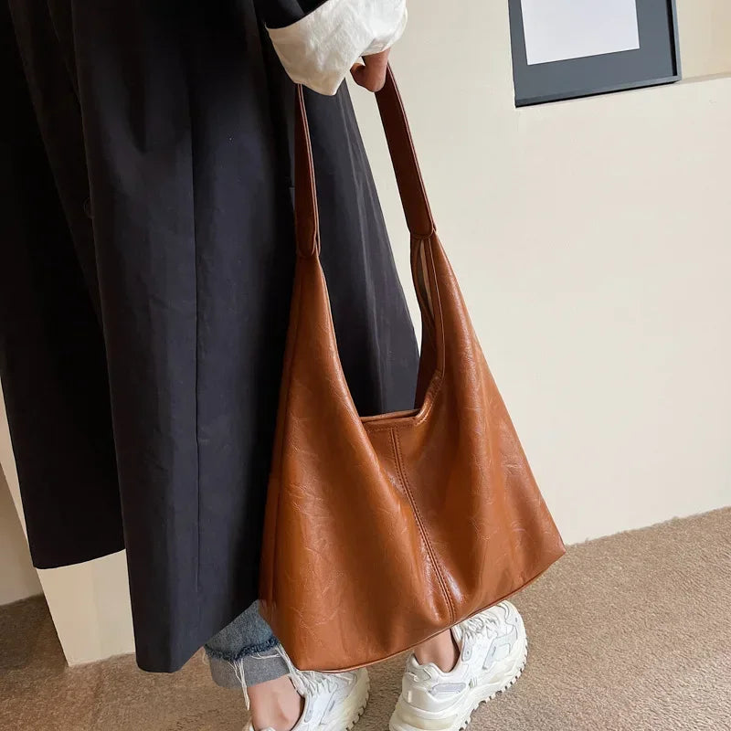 Distressed leather tote
