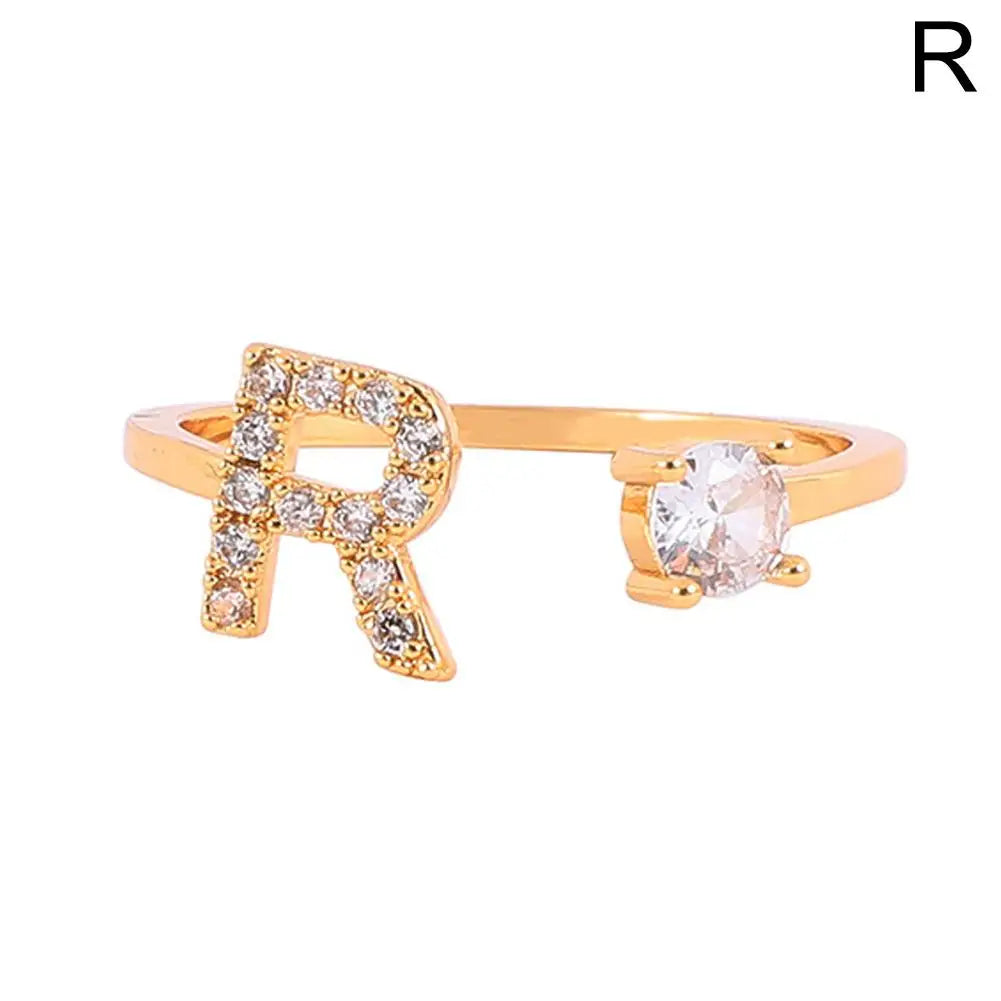 GOLD - ADJUSTABLE RING "Initial Touch" + ROSE CASE