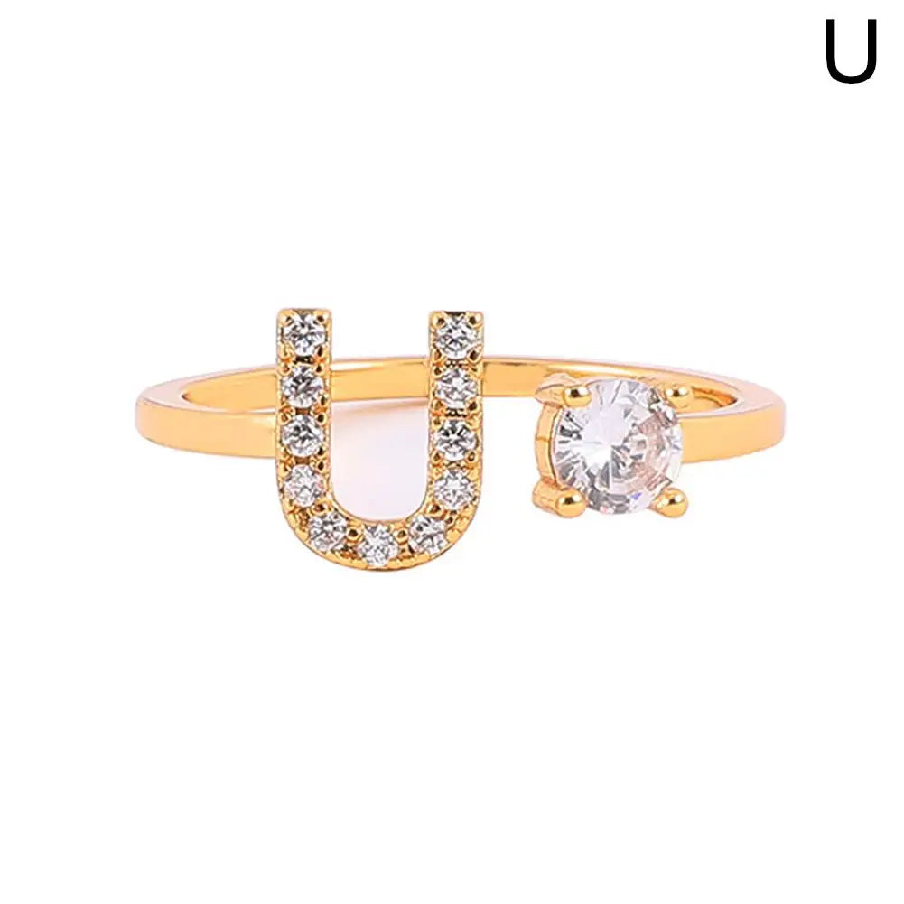 GOLD - ADJUSTABLE RING "Initial Touch" + ROSE CASE
