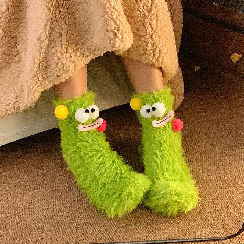 Warm Cozy Fluffy Cartoon Monster Socks