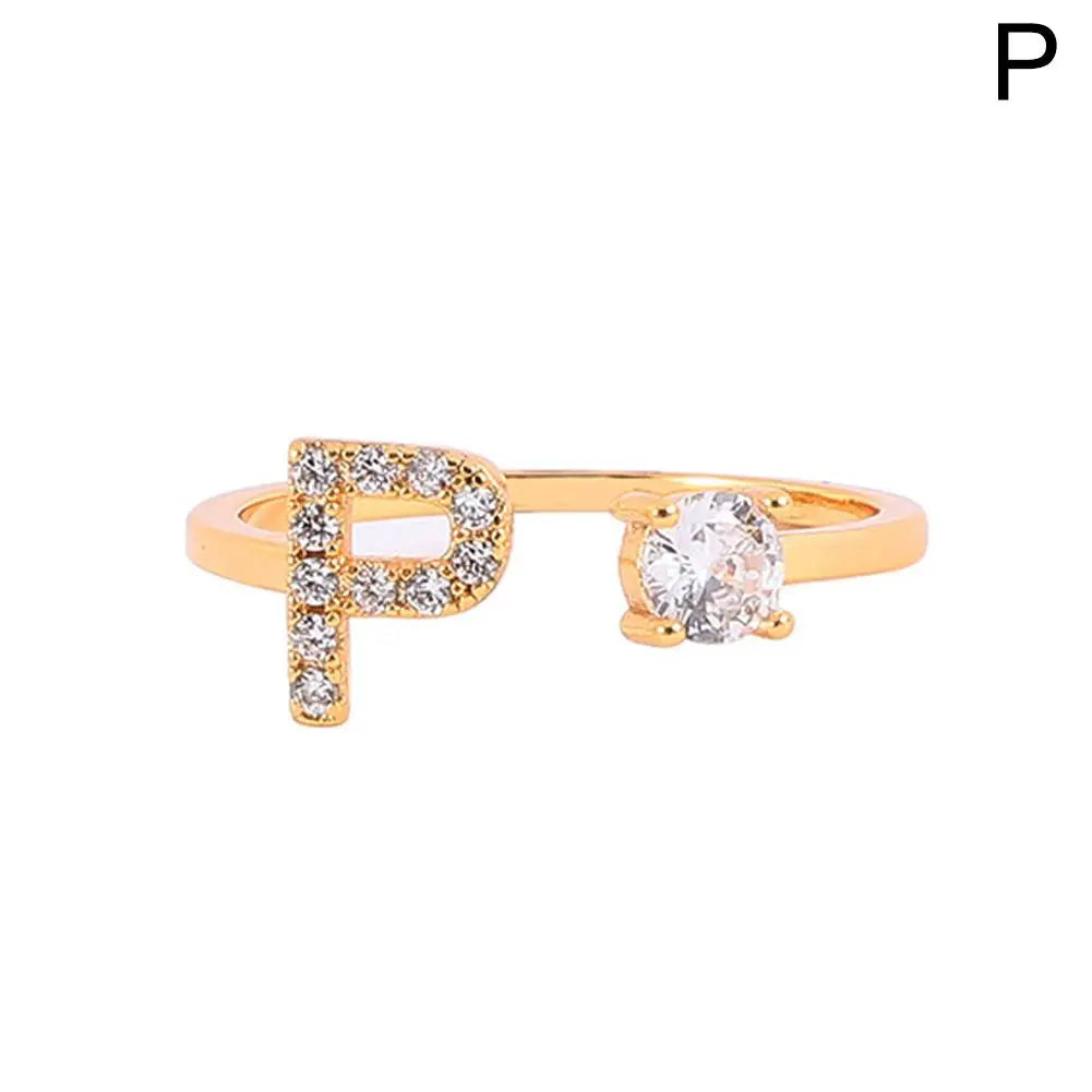 GOLD - ADJUSTABLE RING "Initial Touch" + ROSE CASE