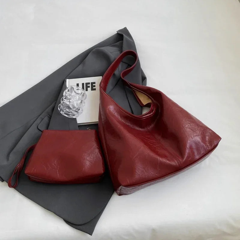 Distressed leather tote