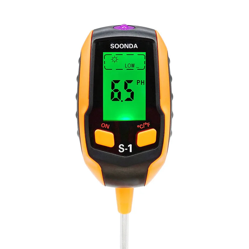 Digital 5-in-1 Soil Test Meter, large LCD screen, probe accurately quick measure, battery power supply