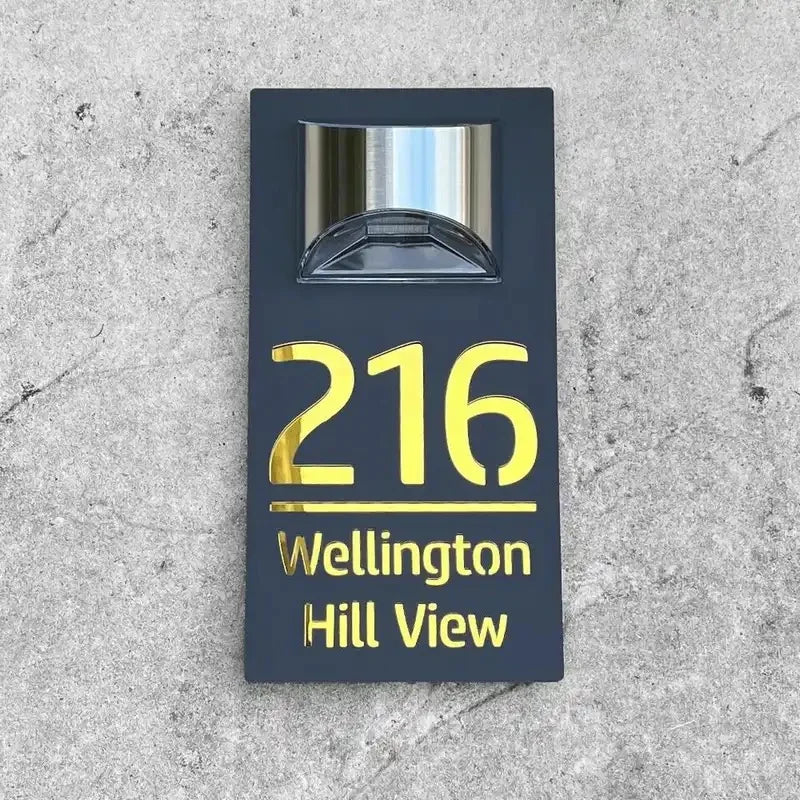 PERSONALIZED SOLAR MODERN DOOR PLAQUE