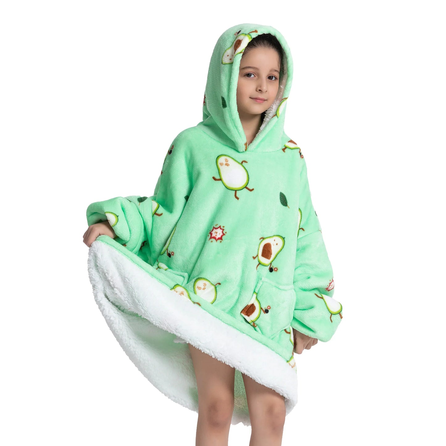 Oversized Sherpa Hooded Blanket Sweatshirt with Pocket