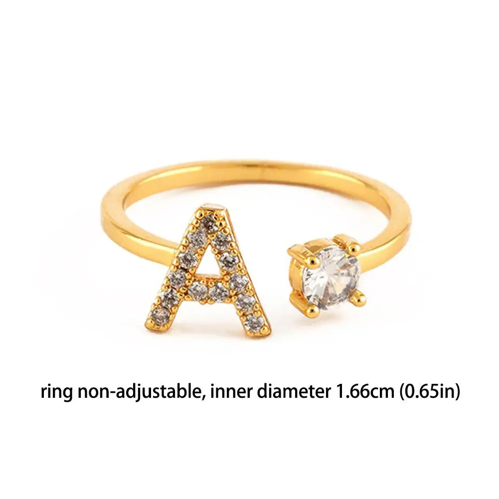 GOLD - ADJUSTABLE RING "Initial Touch" + ROSE CASE