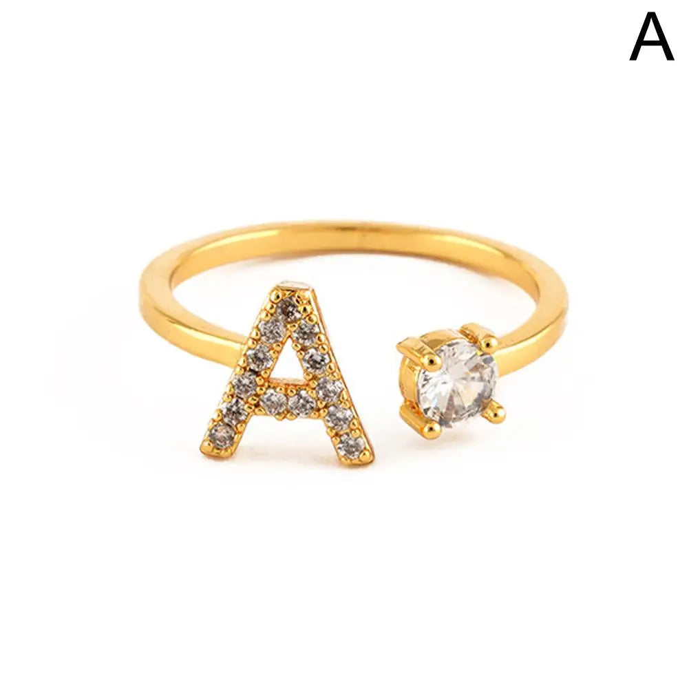 GOLD - ADJUSTABLE RING "Initial Touch" + ROSE CASE