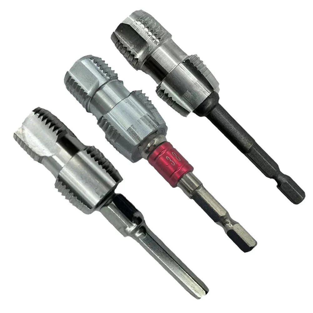 Electric Drill Compatible PVC Pipe Threader Kit with Various Die Sizes