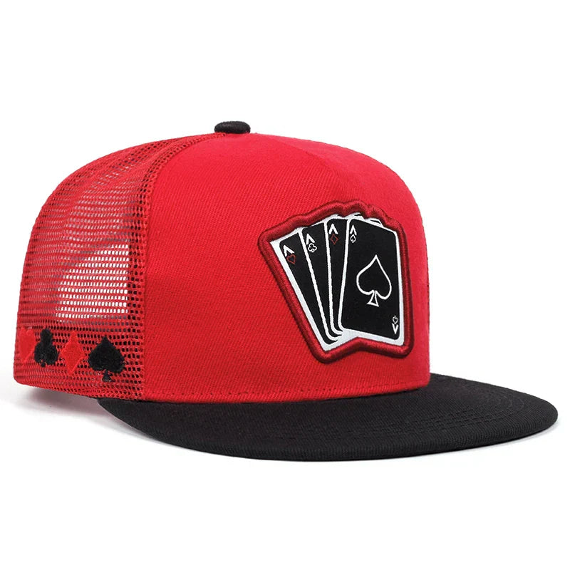 Poker Plaque SnapBack Cap - Black/Red/White