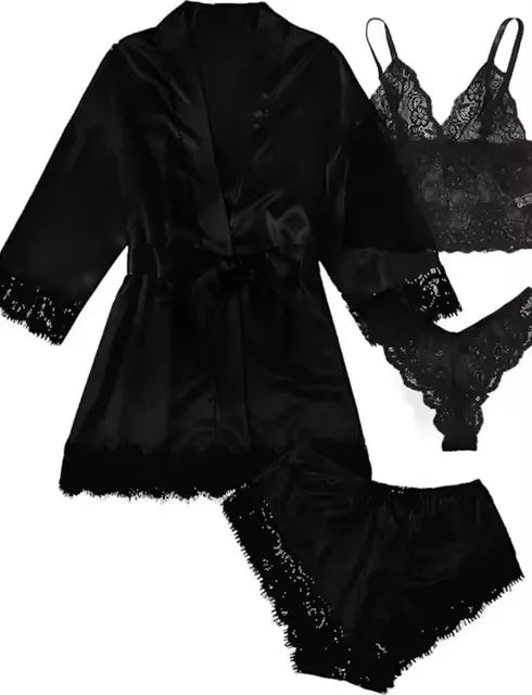 Valentine's Day 4 sets of lace satin sling pajamas set