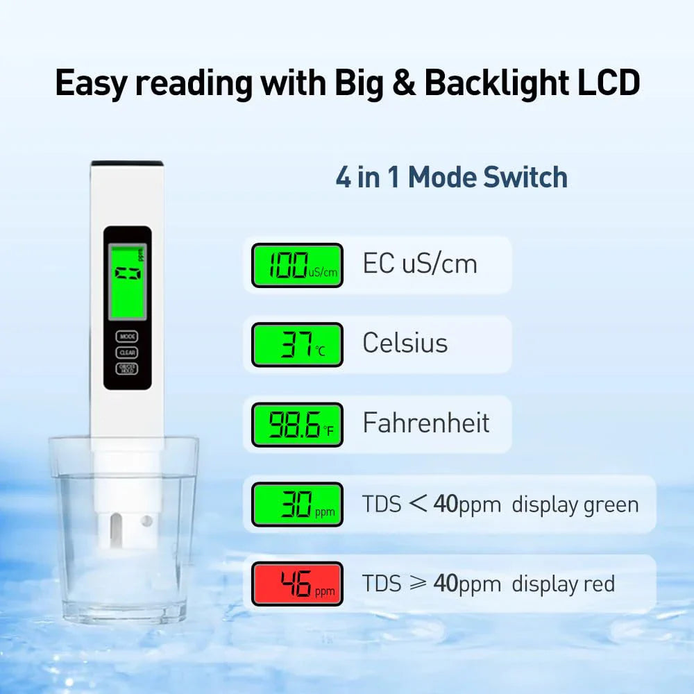 New 4 in 1 Tds Meter Digital Water Tester