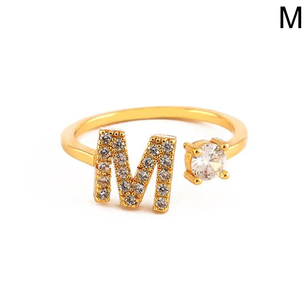GOLD - ADJUSTABLE RING "Initial Touch" + ROSE CASE