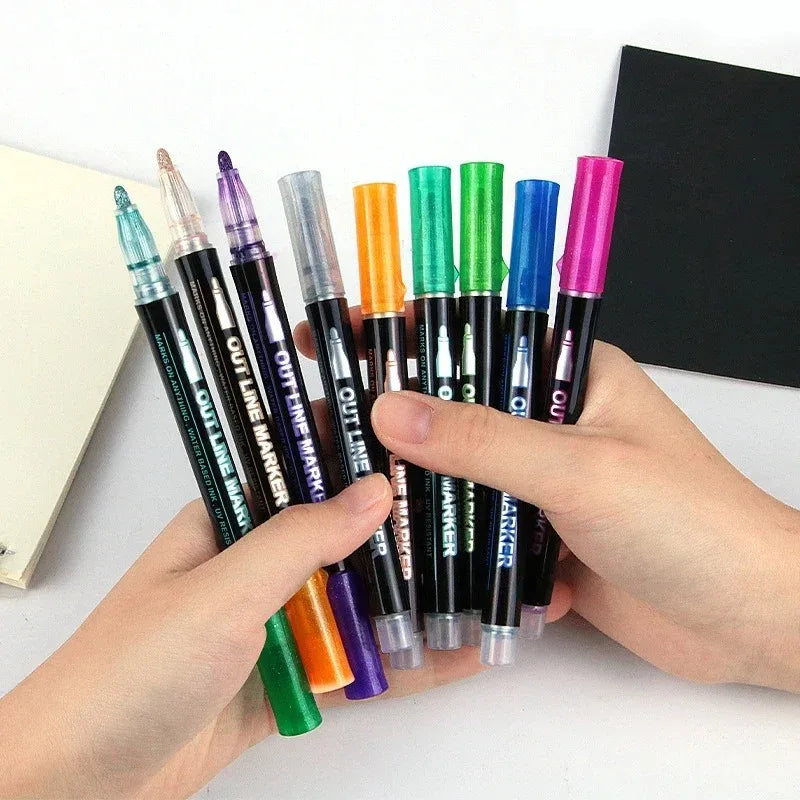 Double Line Outline Art Pen Marker Pen