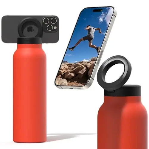 Stainless Steel Water Bottle with Magnetic Phone Holder