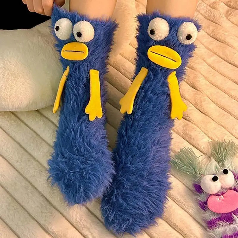 Warm Cozy Fluffy Cartoon Monster Socks
