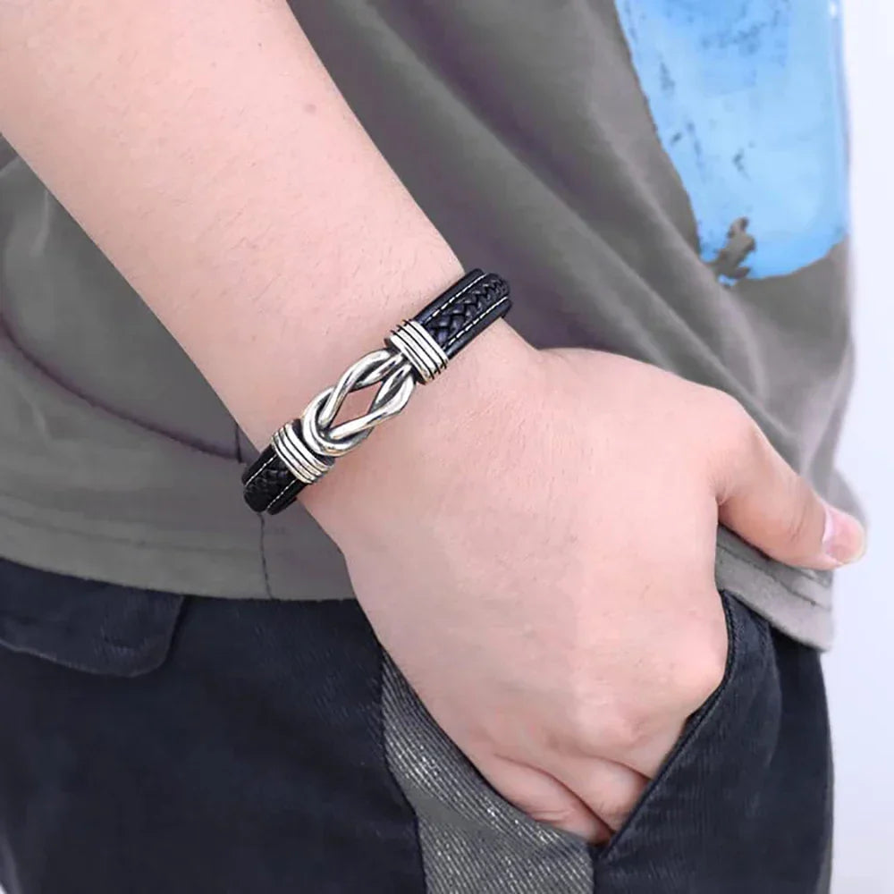 Son's Infinity Knot Bracelet Gift Set with Engraved Name