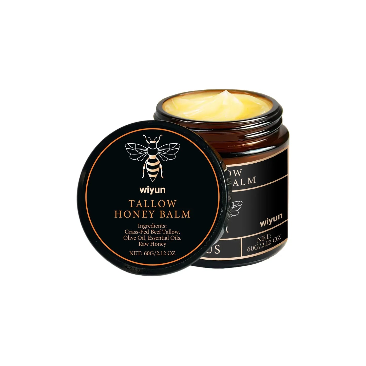 TERRA LOTUS Handmade Organic Grass-Fed Beef Tallow Balm with Raw Honey
