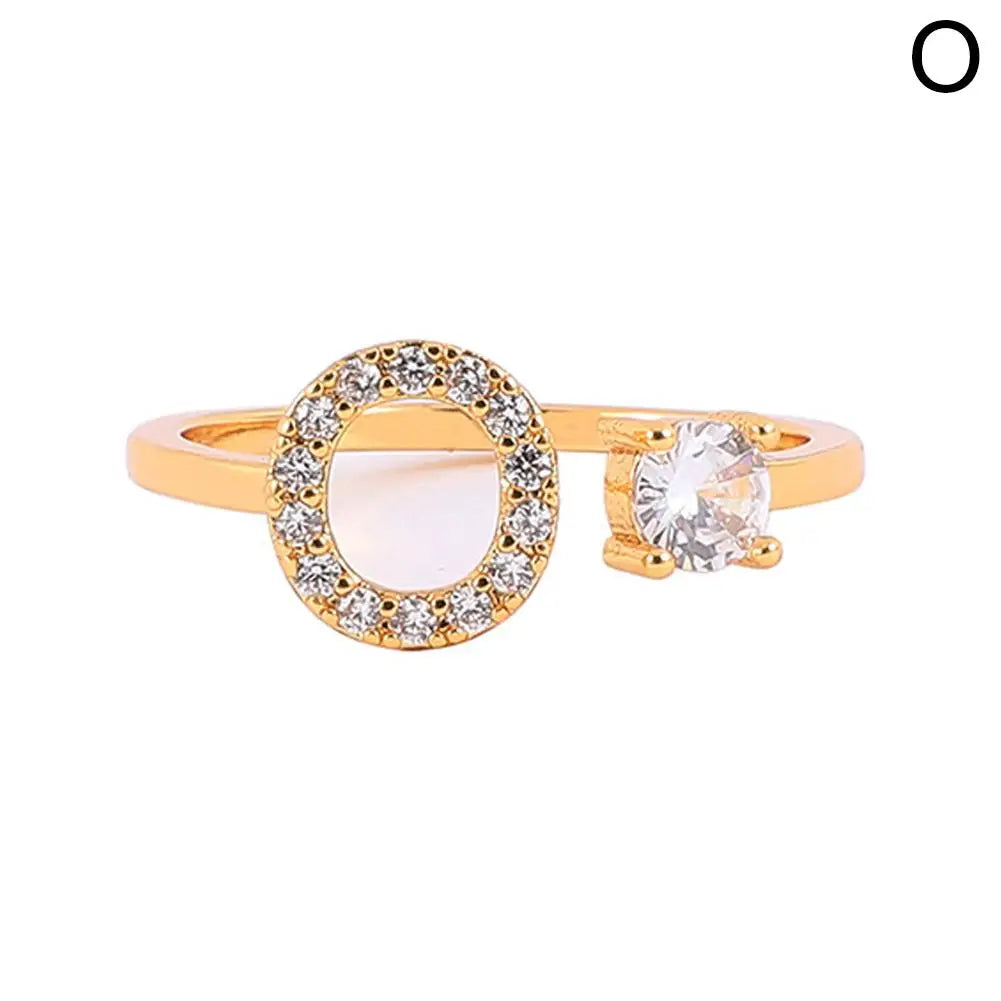 GOLD - ADJUSTABLE RING "Initial Touch" + ROSE CASE