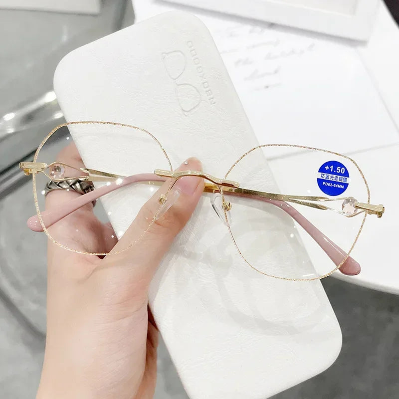 WOMEN'S DIAMOND RIMLESS ANTI-BLUE LIGHT PRESBYOPIA GLASSES