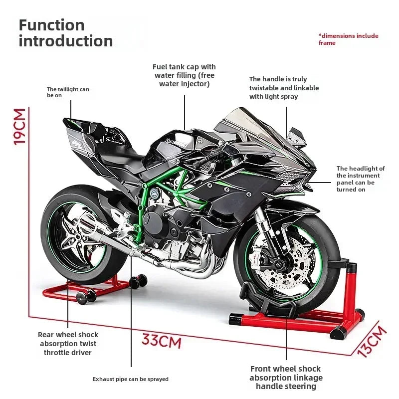 H2R Motorcycle Model With Engine Startup, Throttle Control, And Exhaust Spray Simulation, Die-Cast Bike, Ideal Gift For Men