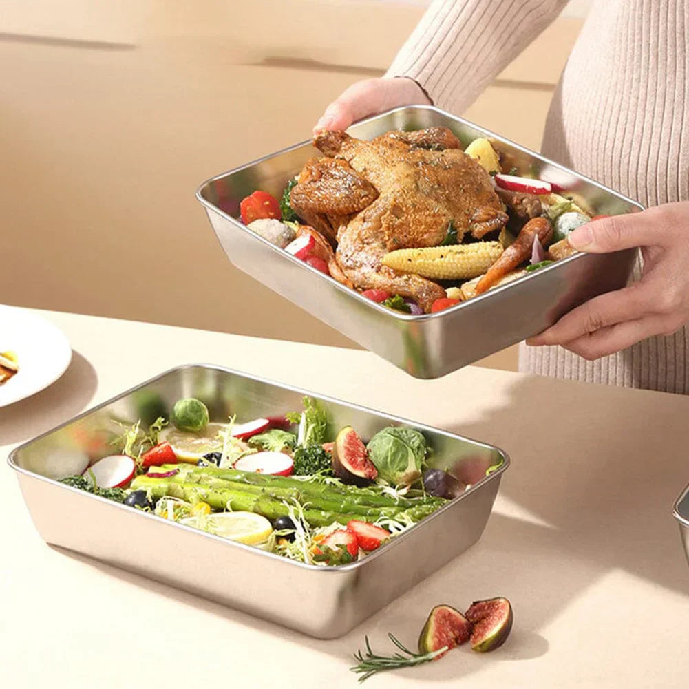 Stainless Steel Square Plate(With Lid)