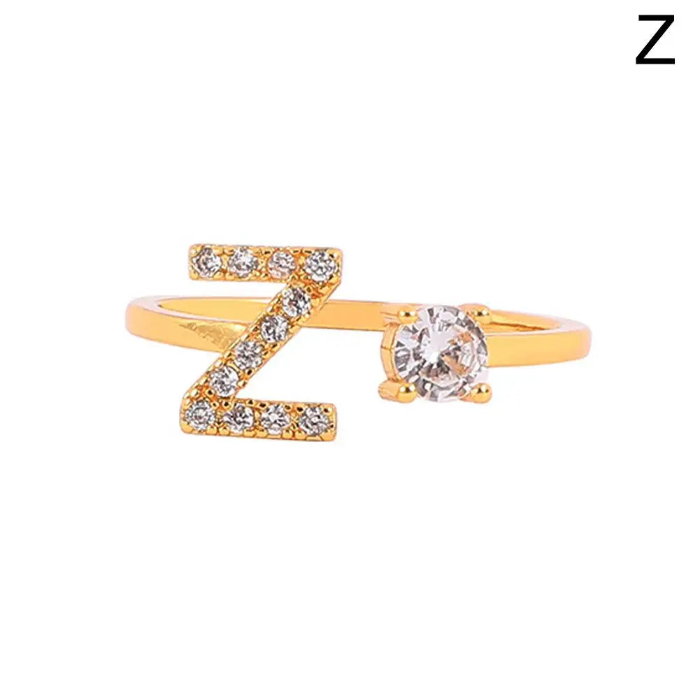 GOLD - ADJUSTABLE RING "Initial Touch" + ROSE CASE