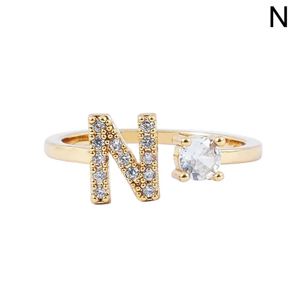 GOLD - ADJUSTABLE RING "Initial Touch" + ROSE CASE
