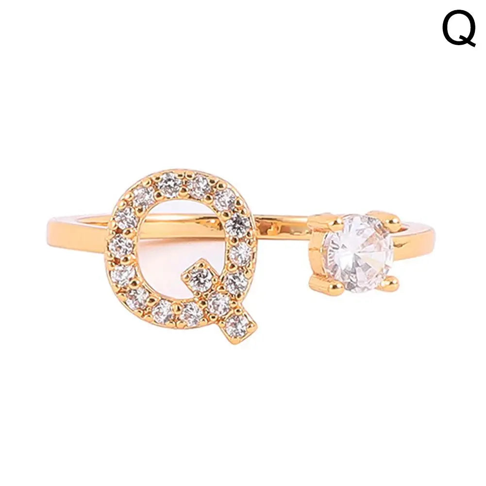 GOLD - ADJUSTABLE RING "Initial Touch" + ROSE CASE
