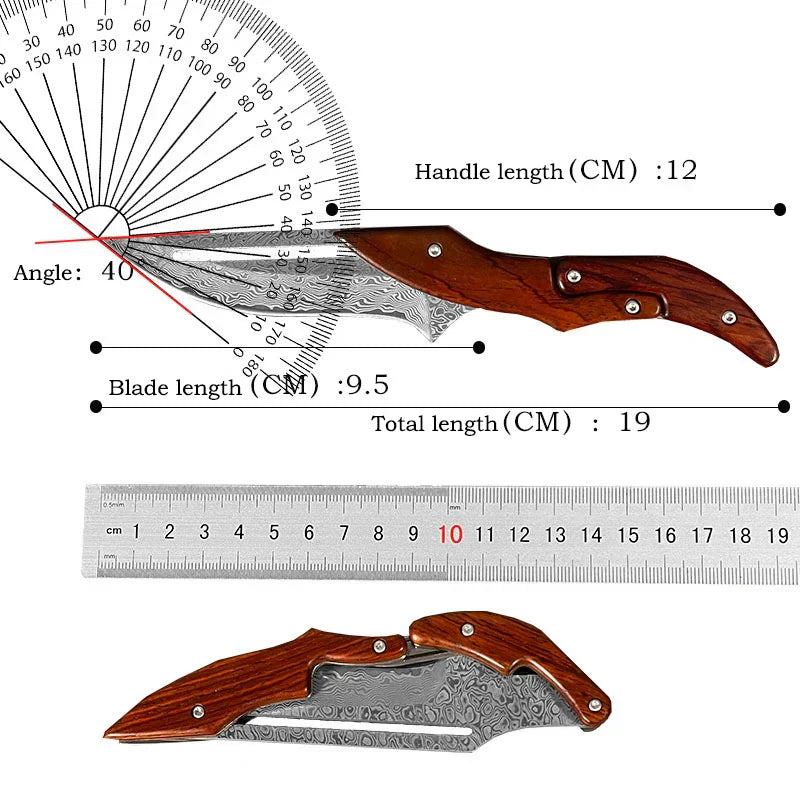 Damascus Outdoor Mechanical Folding Knife