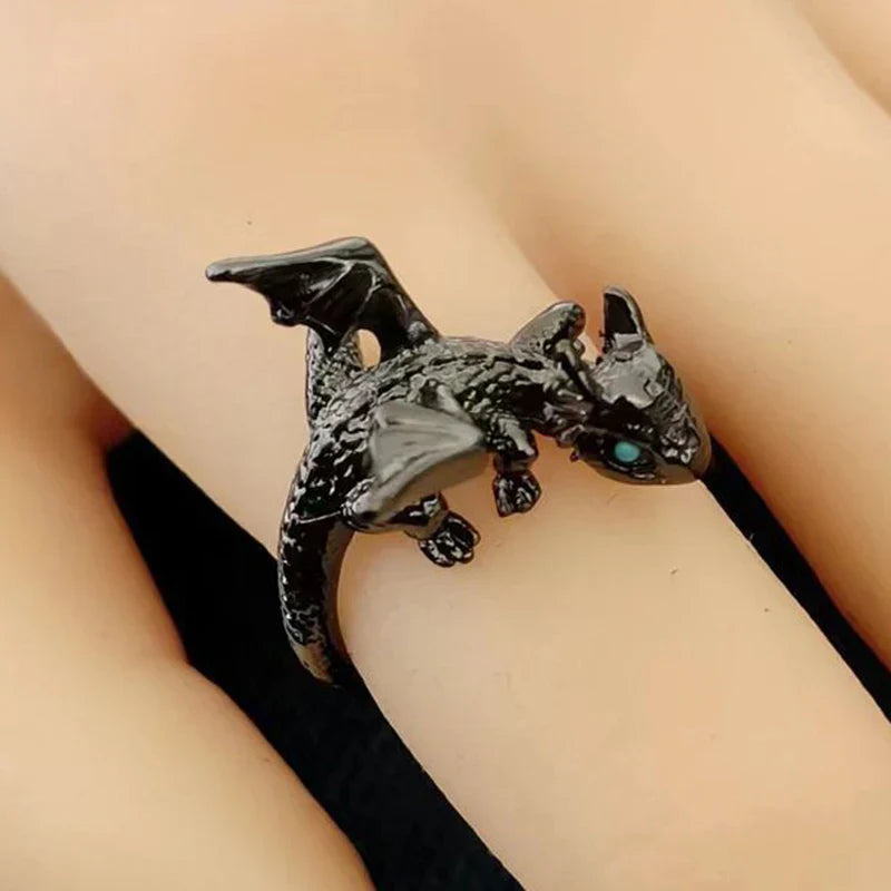 Handmade Dragon Embrace Adjustable Ring