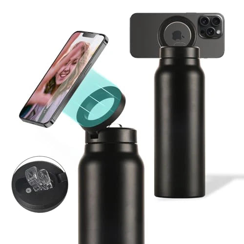 Stainless Steel Water Bottle with Magnetic Phone Holder