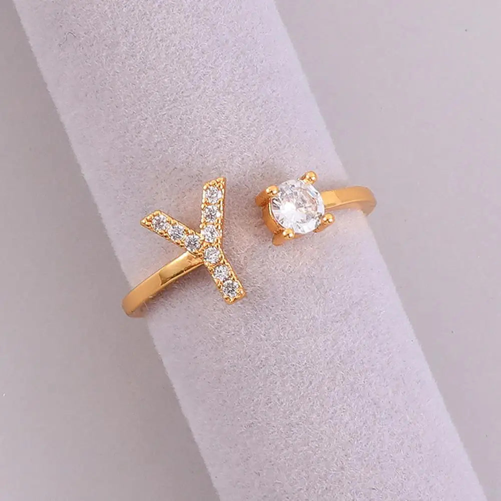 GOLD - ADJUSTABLE RING "Initial Touch" + ROSE CASE