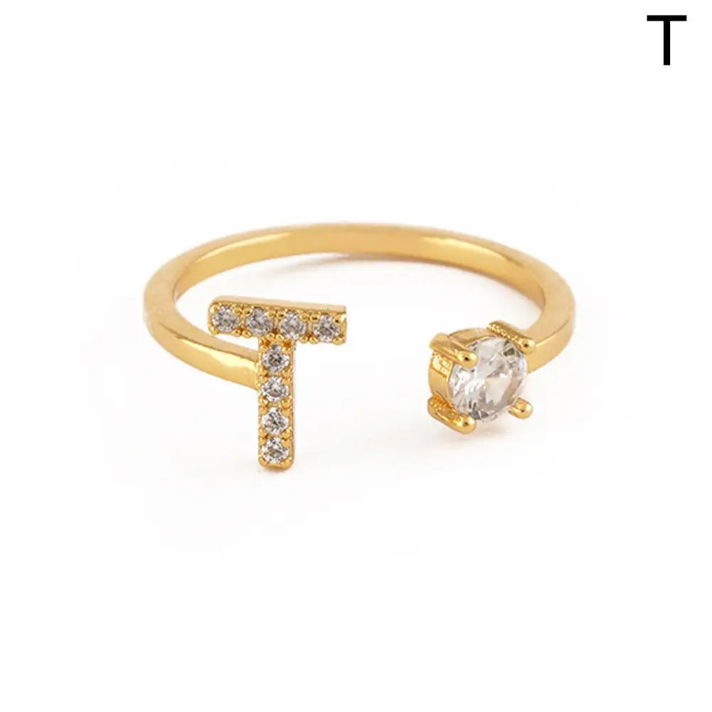 GOLD - ADJUSTABLE RING "Initial Touch" + ROSE CASE