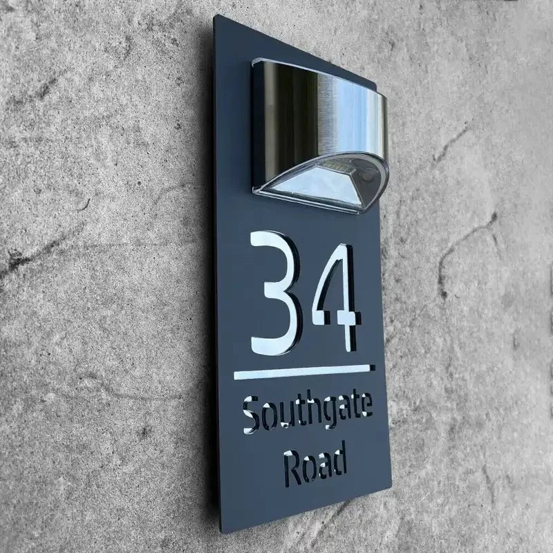 PERSONALIZED SOLAR MODERN DOOR PLAQUE