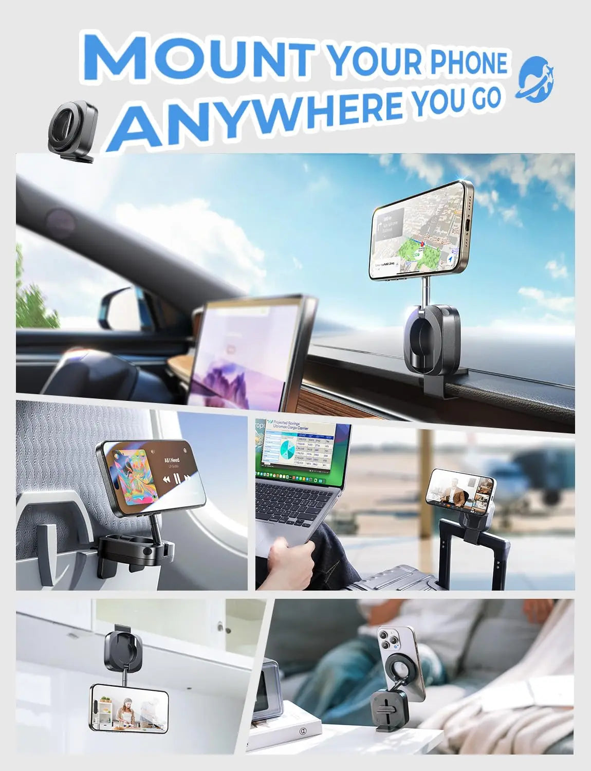 Foldable Extendable Rotating Travel Magnetic Phone Stand