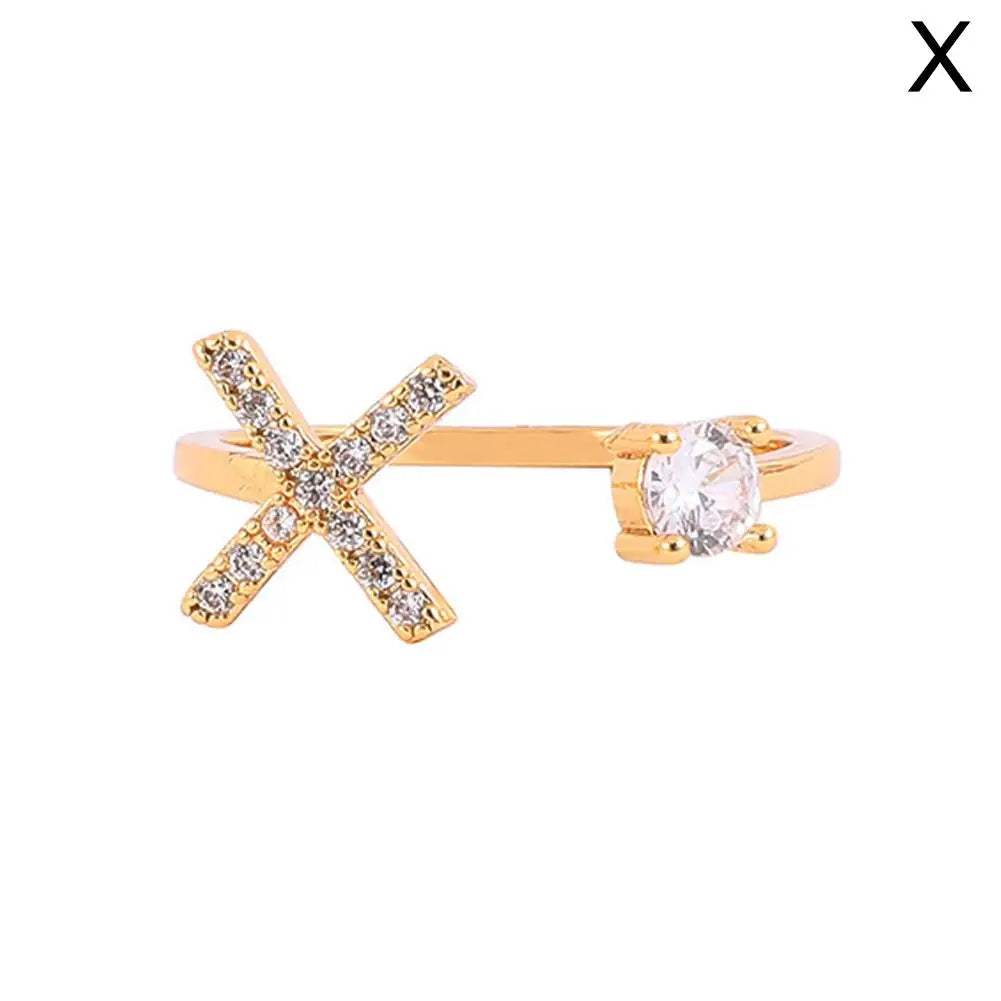 GOLD - ADJUSTABLE RING "Initial Touch" + ROSE CASE