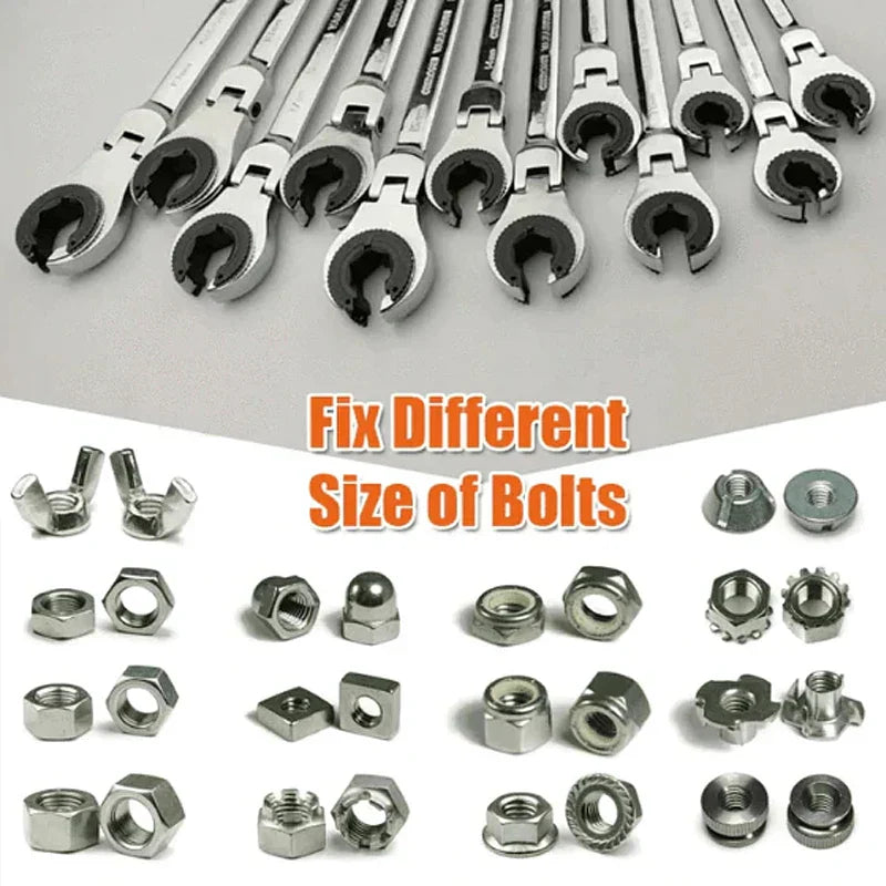 Open Tubing Ratchet Wrench (Fixed Head-Flexible Head 2 IN 1)
