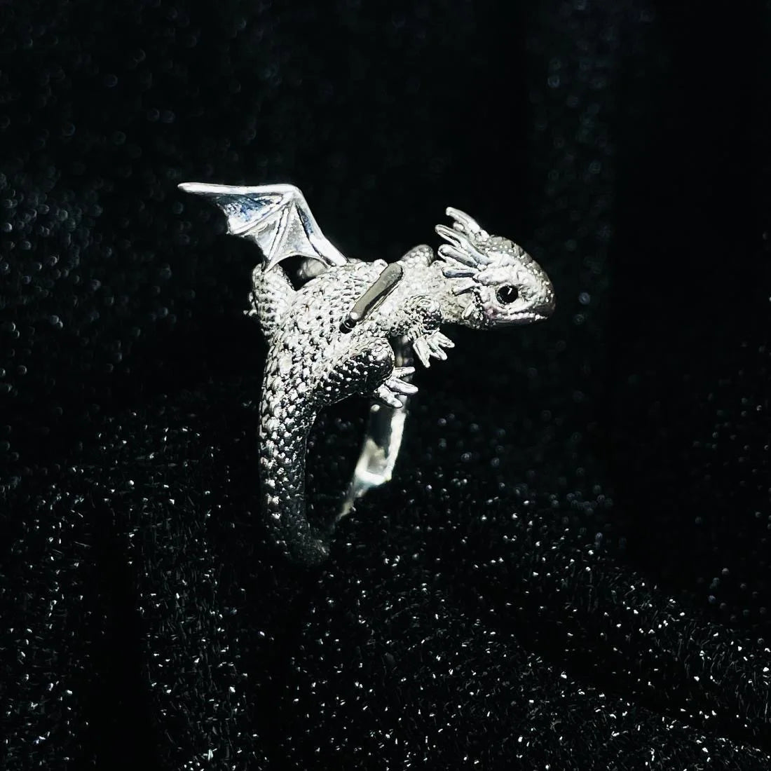 Handmade Dragon Embrace Adjustable Ring