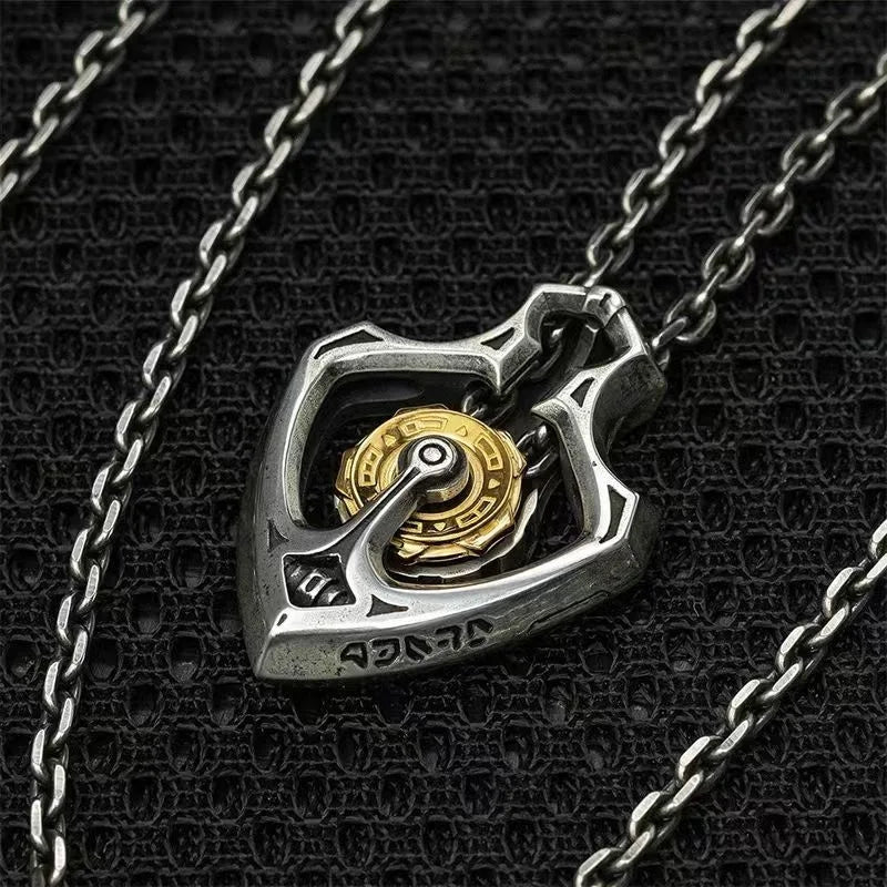 Shuttler Mechanical Rotatable Gear Pendant Necklace