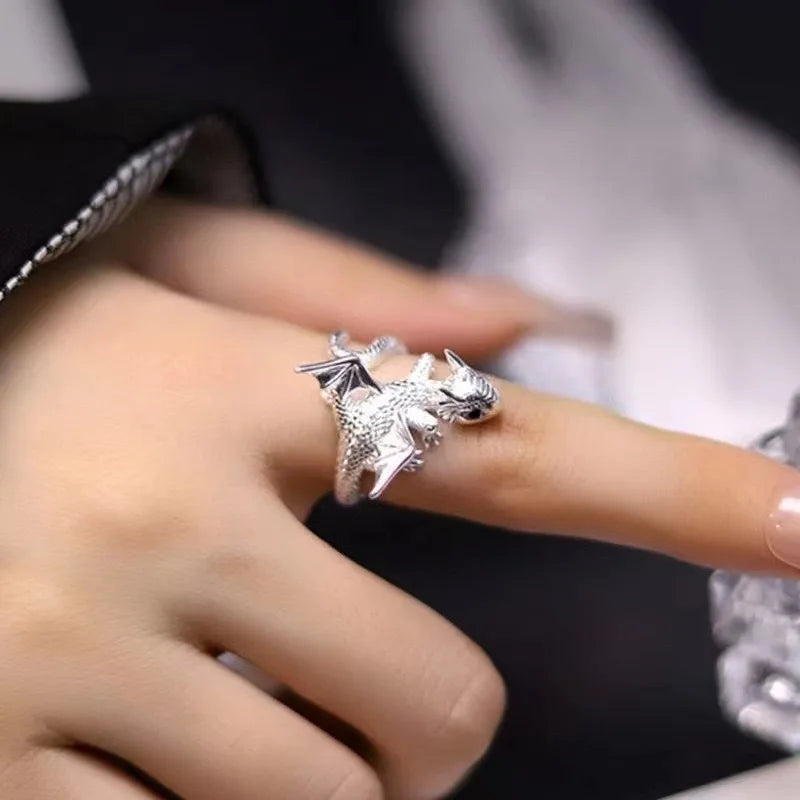 Handmade Dragon Embrace Adjustable Ring