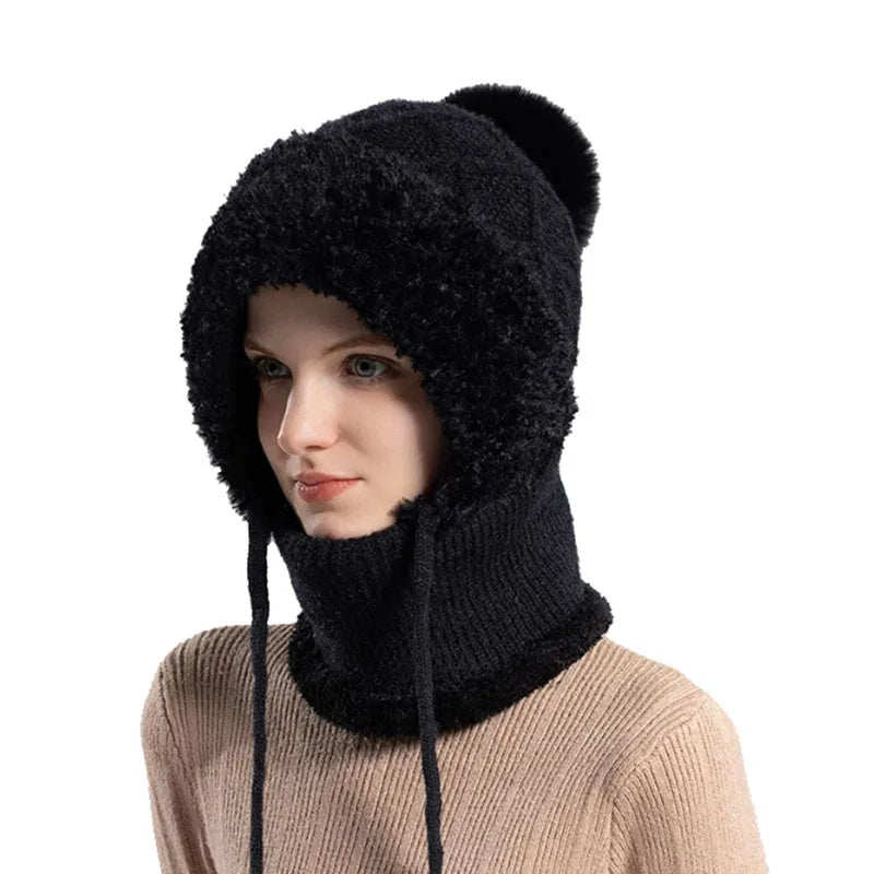 Warm knitted windbreaker hood