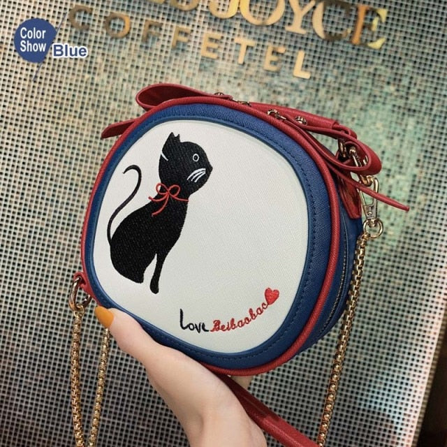 Women's Embroidery Cat Shoulder Bag - High Quality PU Leather Bag