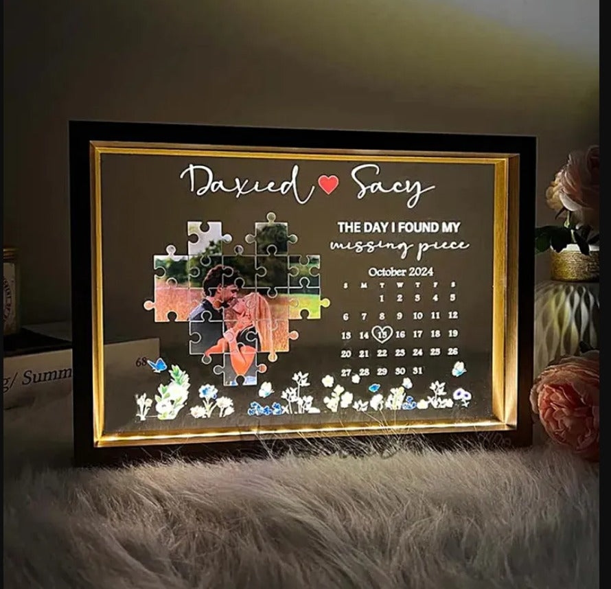 The Day I Found My Missing Piece Light Frame Personalized Gift Valentine's Day Gifts