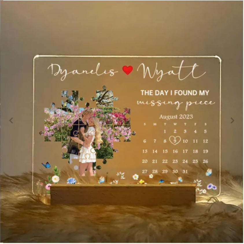 The Day I Found My Missing Piece Light Frame Personalized Gift Valentine's Day Gifts